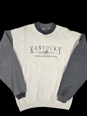 Vintage Kentucky Pullover Sweatshirt USA Bluegrass State Colorblock Adult Medium